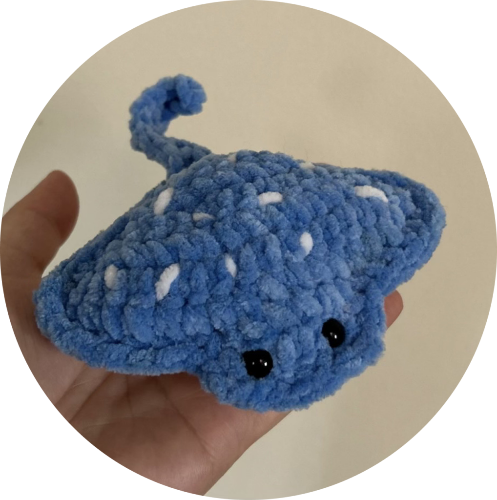 Crochet blue and white stingray