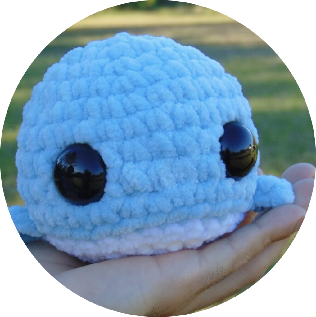 Crochet blue and white miniature whale