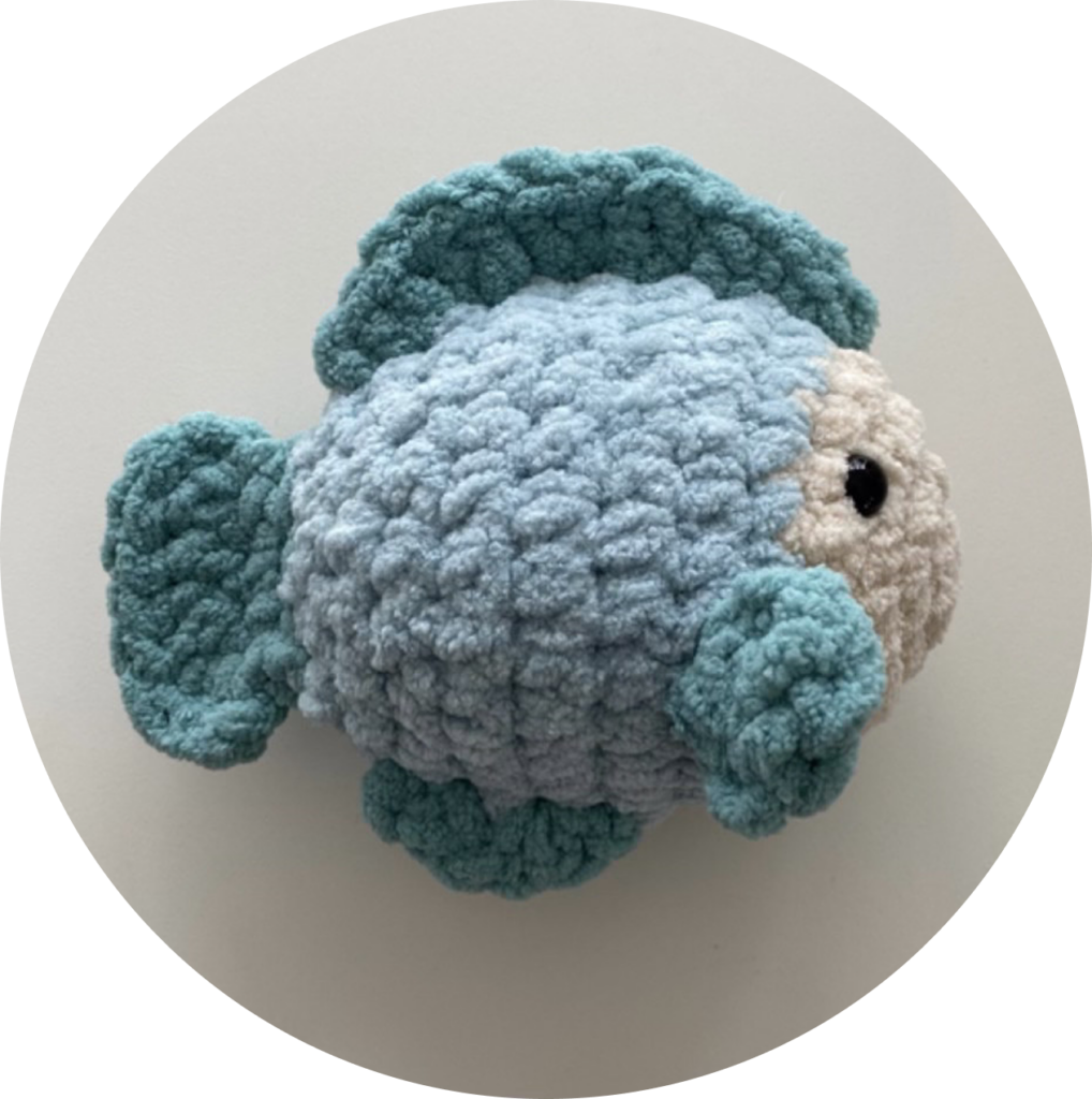 Crochet blue and white fish