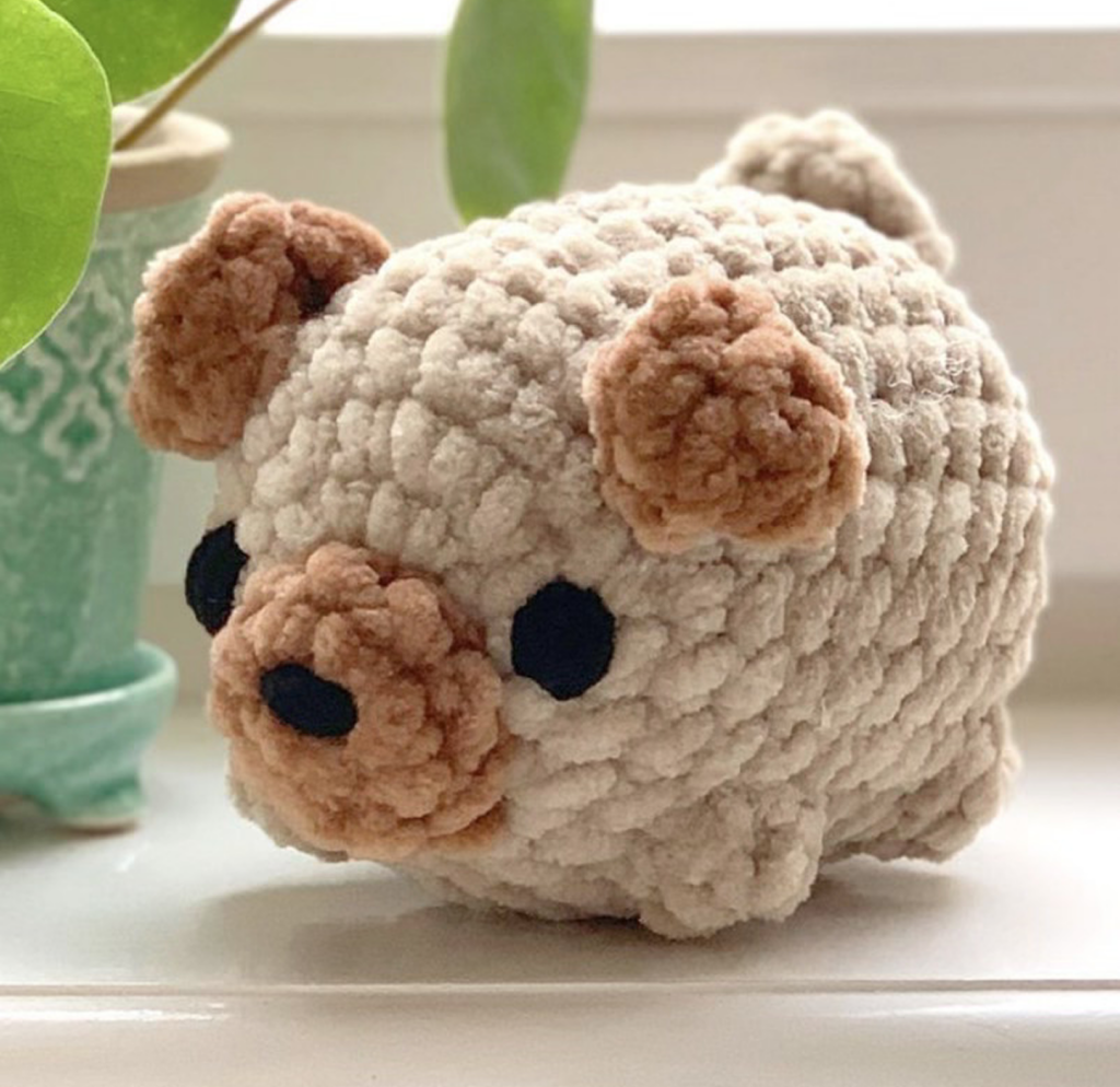 Crochet brown and tan dog